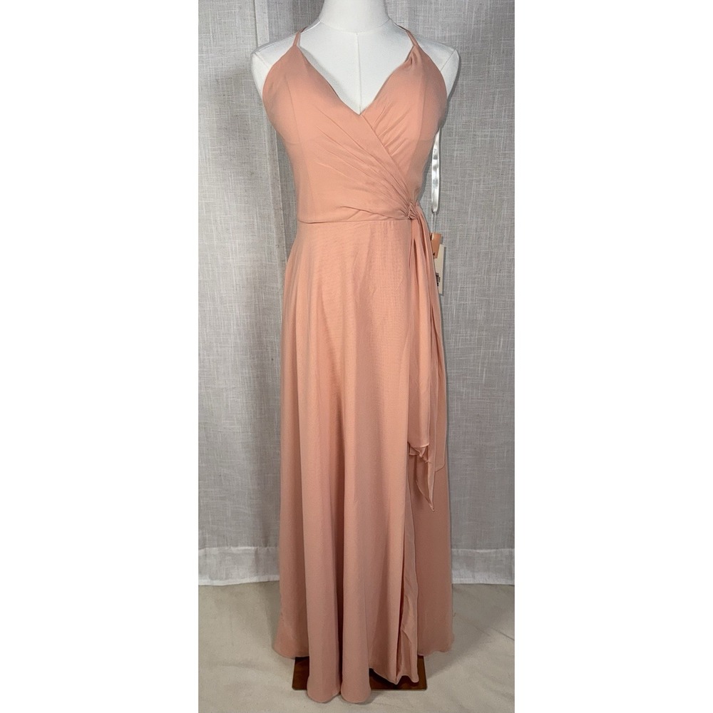 NWT Dear Cleo Grace Dress Peach Coral Bridesmaid Wedding Formal Prom 4 Chiffon